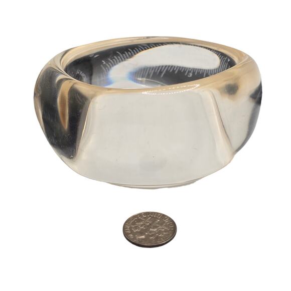 Bracelet Wide Chunky Clear Lucite Bangle 7.75 Inch Modern Retro Stacked SKU2415 - Picture 6 of 10